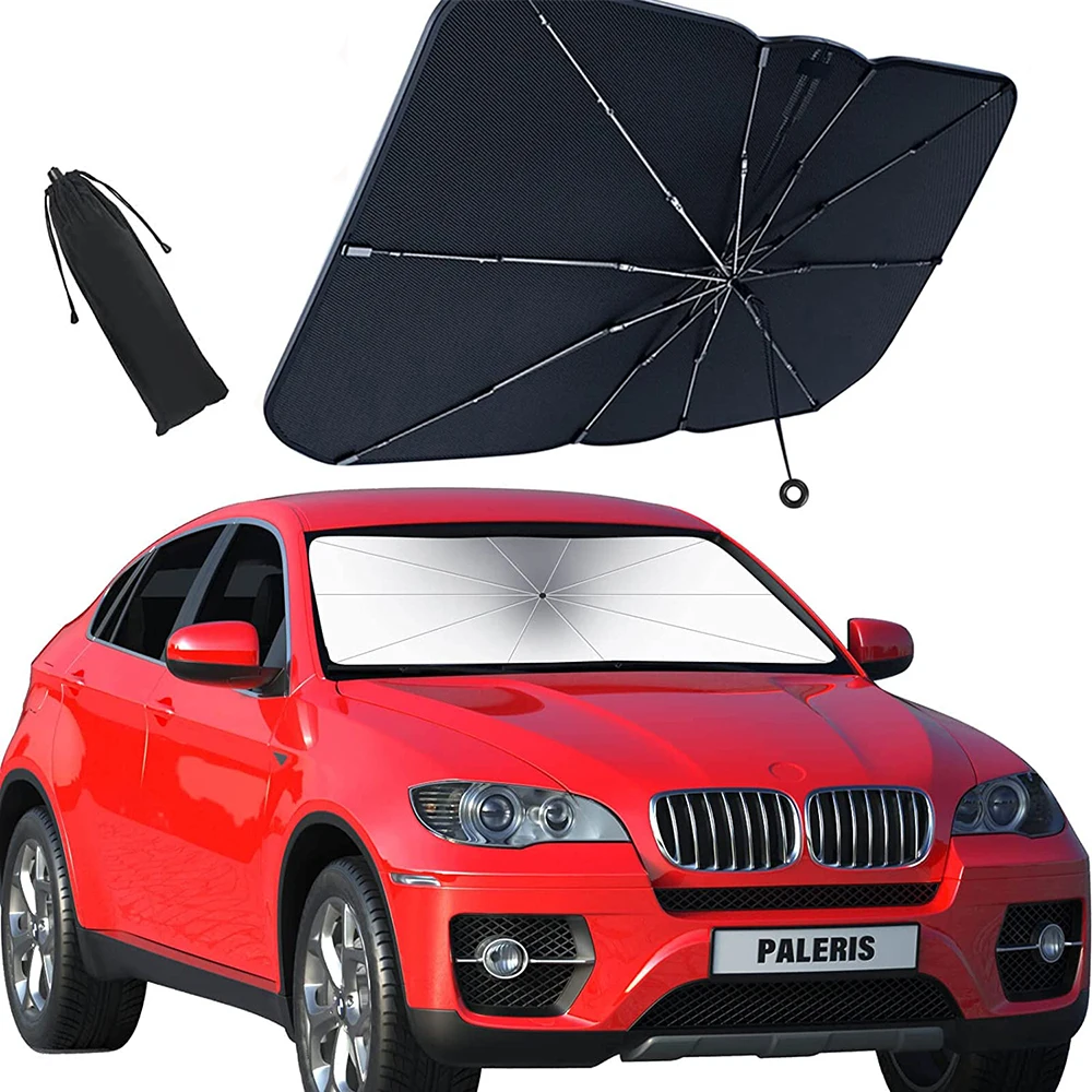 Foldable Car Windshield Sunshade Umbrella Pull Ring UV Reflecting Reflective Heat Block Visor Protector Parasol Fit Most Vehicle