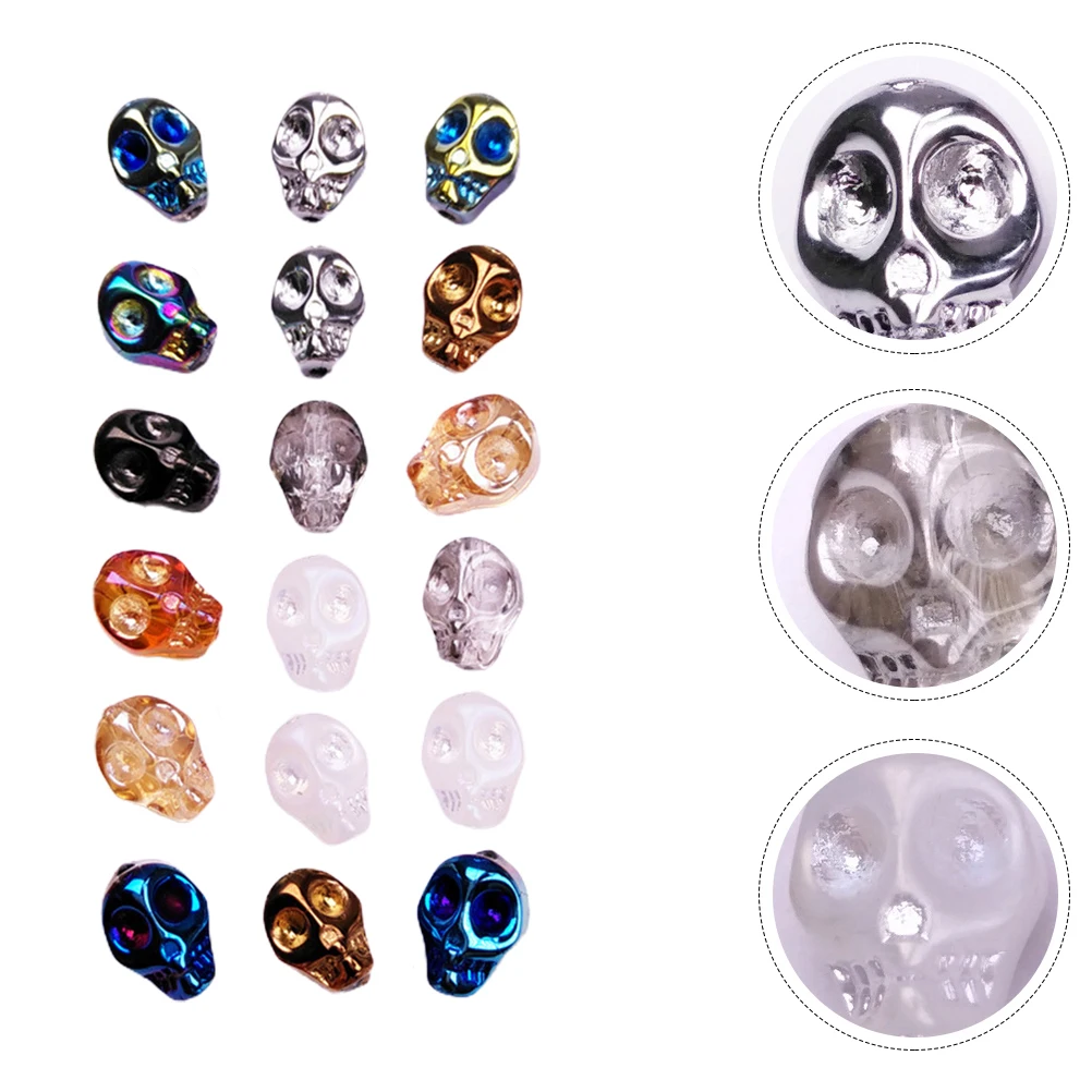 

50 Pcs Making Crystal Micro Glass Bead Skull Beads for Jewelry Crafts Child DIY