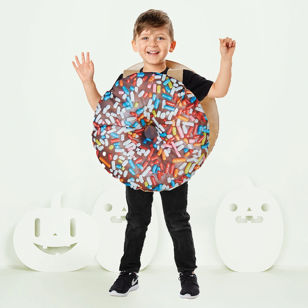 Kids Donut Costume, Halloween Chocolate Doughnut Funny Food Costume for Children's Girls and Boys