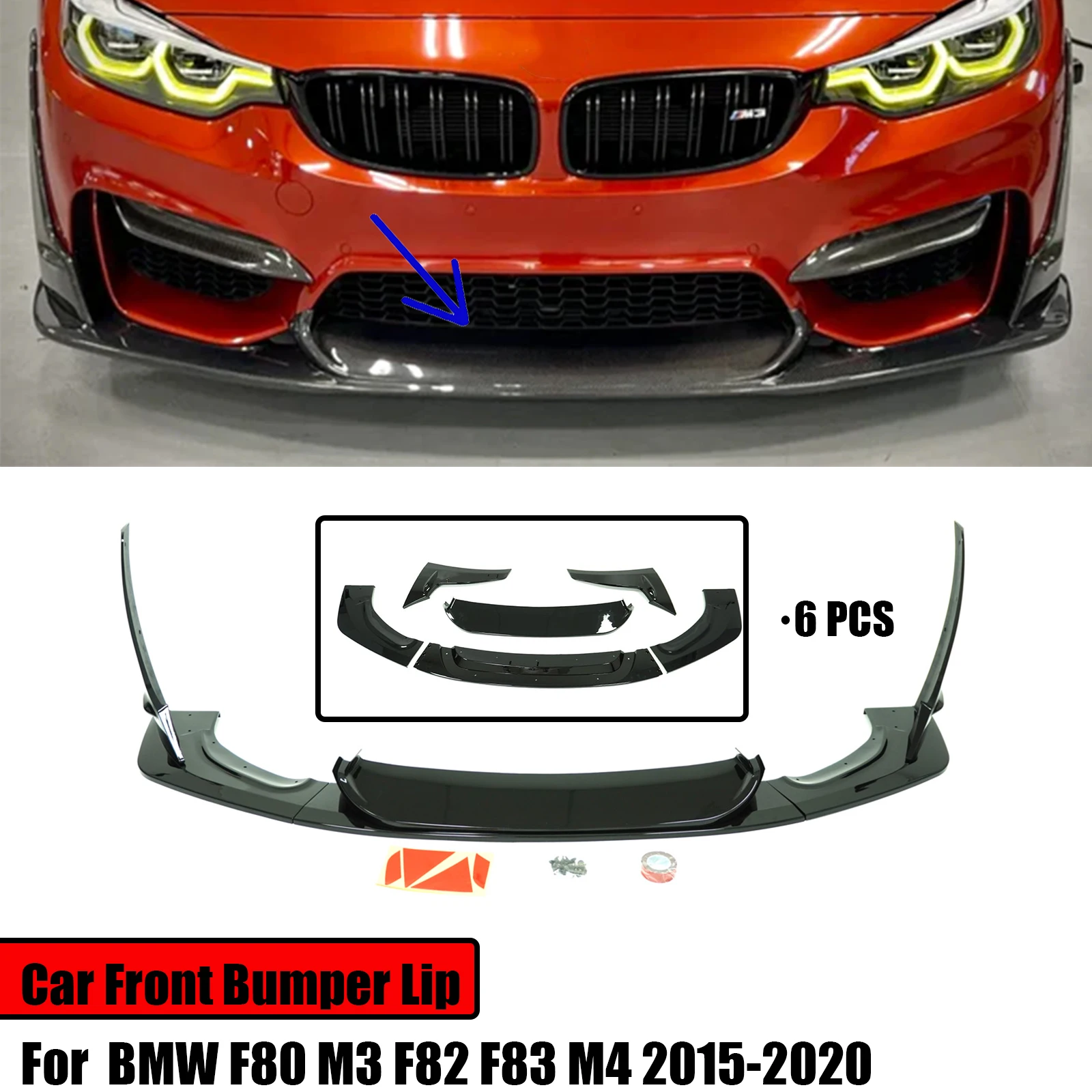 

Car Front Bumper Lip For BMW F80 M3 F82 F83 M4 2015 - 2020 LPT Style Spoiler Splitter Carbon Fiber Style Accessories Body Kit