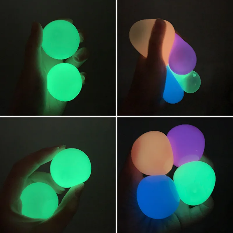3/6Pcs Sticky Wall Balls Ceiling Balls Stress Relief Luminous Fun Decompression Sticky Ball Anxiety Relief Glowing Ceiling Balls