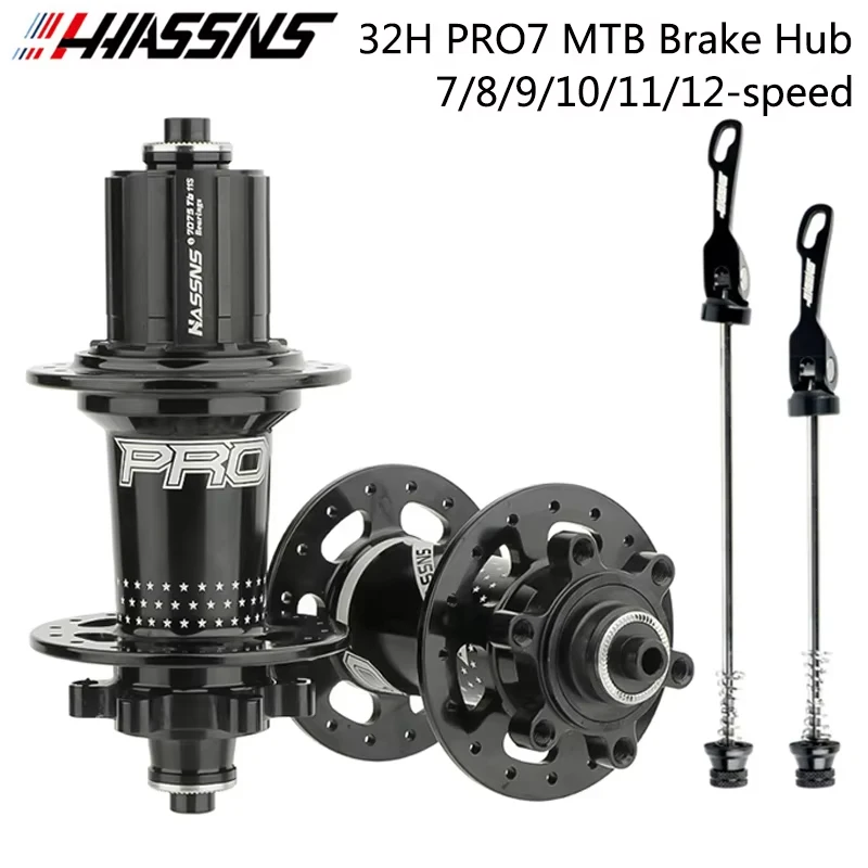 HASSNS PRO7 Bicycle Hub 32 Holes Mountain MTB Bike Freehub 32H Cube 7/8/9/10/11/12 Speed 6 Pawl Disc Brake Hubs