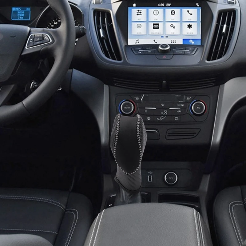 Osłona gałki dźwigni zmiany biegów z włókna węglowego do Ford EcoSport Escape / Fusion / C-Max Energi Wagon / Fiesta / Focus