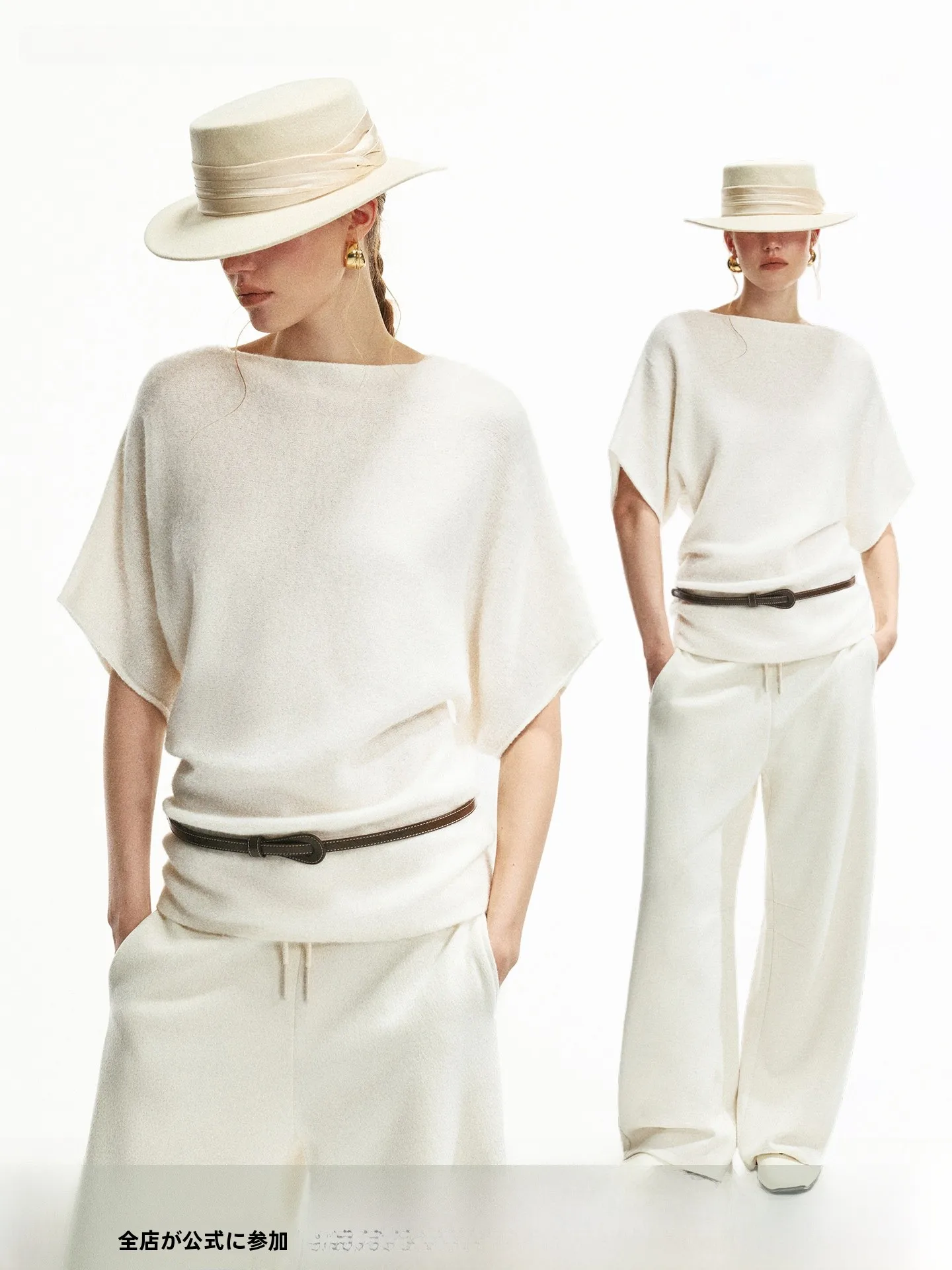 

While Away Casual Loose Knitted Hoodie Batwing Sleeve mid Sleeve T-Shirt Comfortable Loose Fit round Neck Top for Women