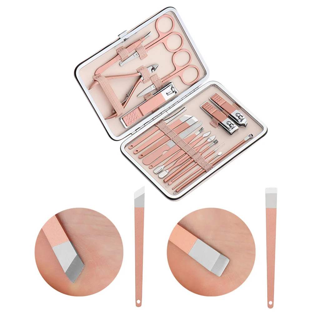 18 個マニキュアツールセット爪トリミングキットグルーミングペディキュア用ポータブル耐久性のある爪切りカッターはさみファイル