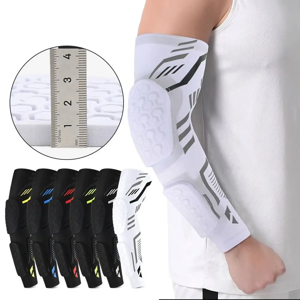 Anti Slip Separate Elbow Pads Honeycomb Dual Anti-Collision Elbow Brace Guard Long Compression Support Forearm Cover Volleyball