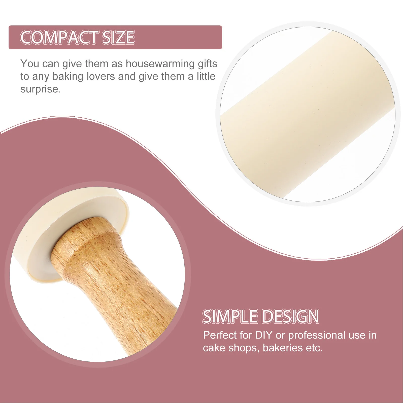 

Silicone Dough Roller Wooden Handle Nonstick Rolling Pin Smooth Surface for Baking Pizza Pasta Cookies Kitchen Tool