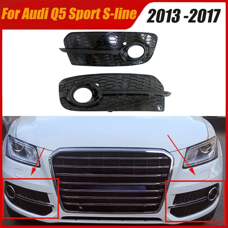 

For Audi Q5 Sport S-line Front Fog Light Lamp Lower Cover Grille 2013-2017 Car Honeycomb Grill Guard Protector Body kits Tuning