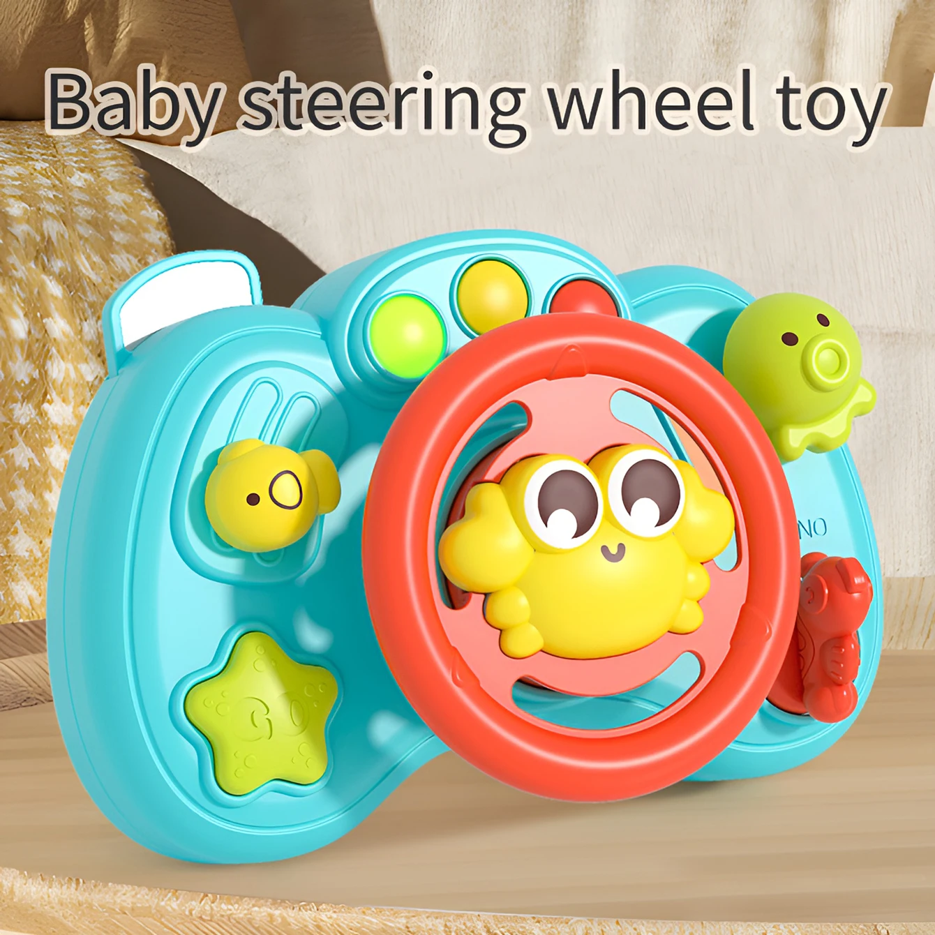 

Children's music steering wheel toy puzzle early education interactive cartoon simulation steering wheel press sound toy