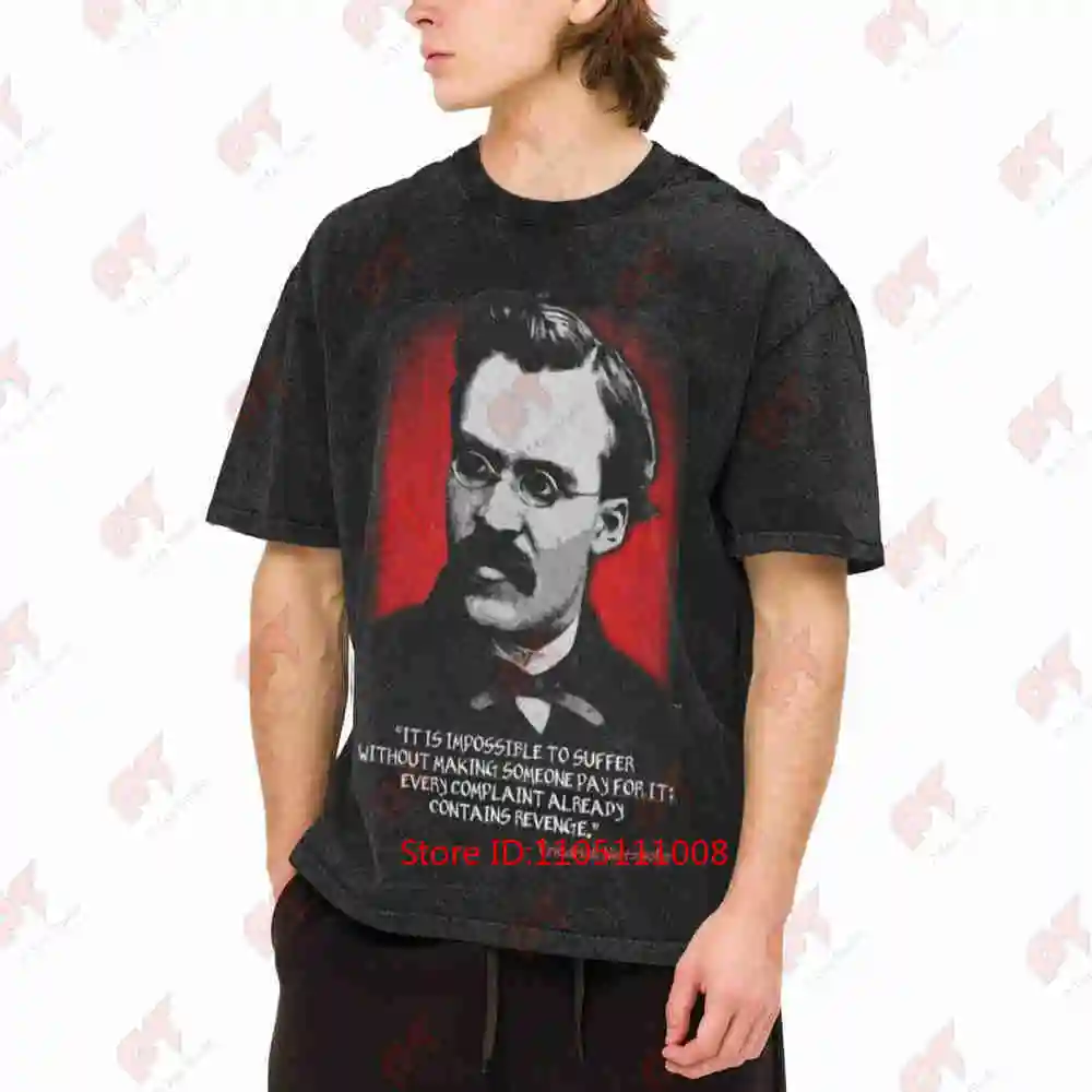 Friedrich Nietzsche Quote Vintage Washed Tee Pure Cotton T-Shirt