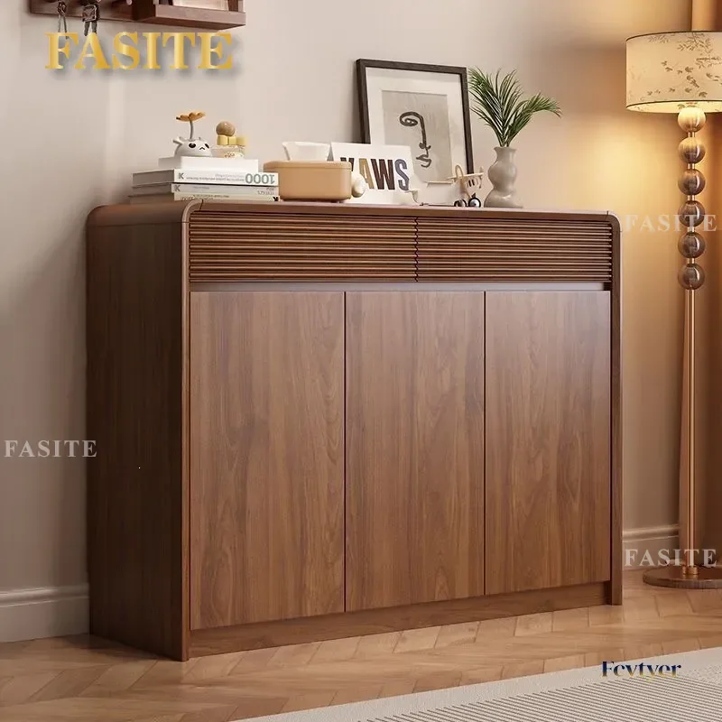 For Solid Wood Shoe Cabinet Large Capacity Entryway Storage Rack Wall Mounted Locker Household Furniture Chinese Style
