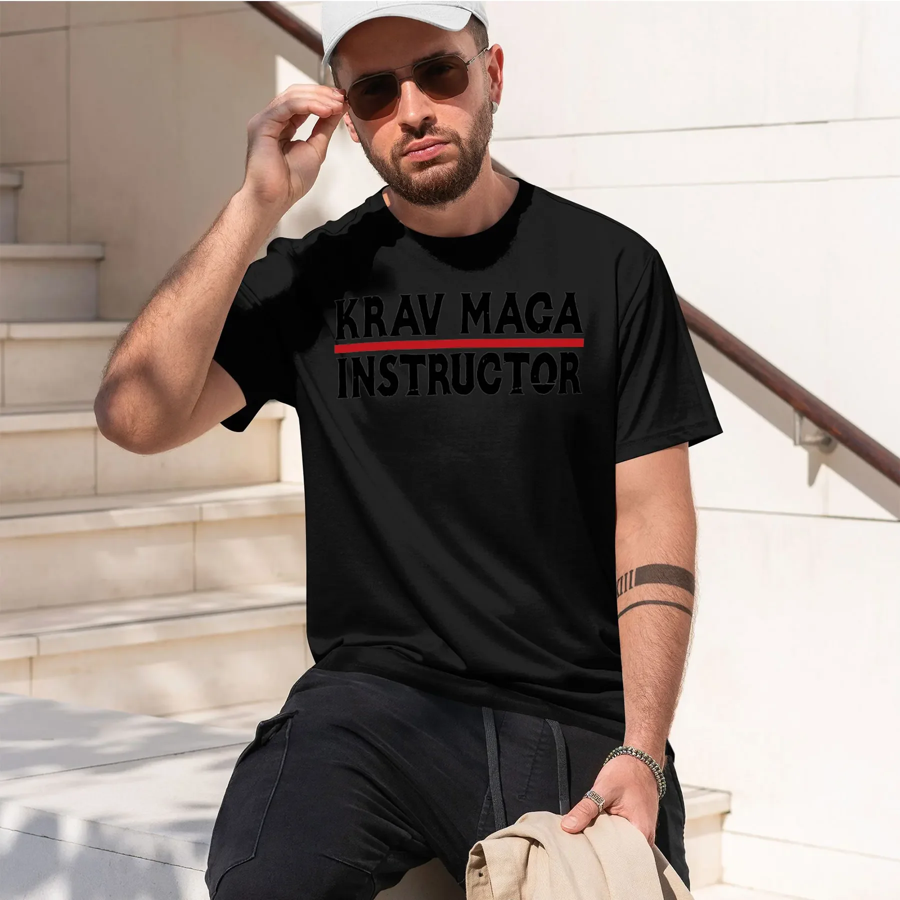 Camiseta KRAV MAGA INSTRUCTOR 2026: Nova Moda, Estampa Retrô, Gola Redonda Divertida, Conforto Diário, Sucesso de Vendas