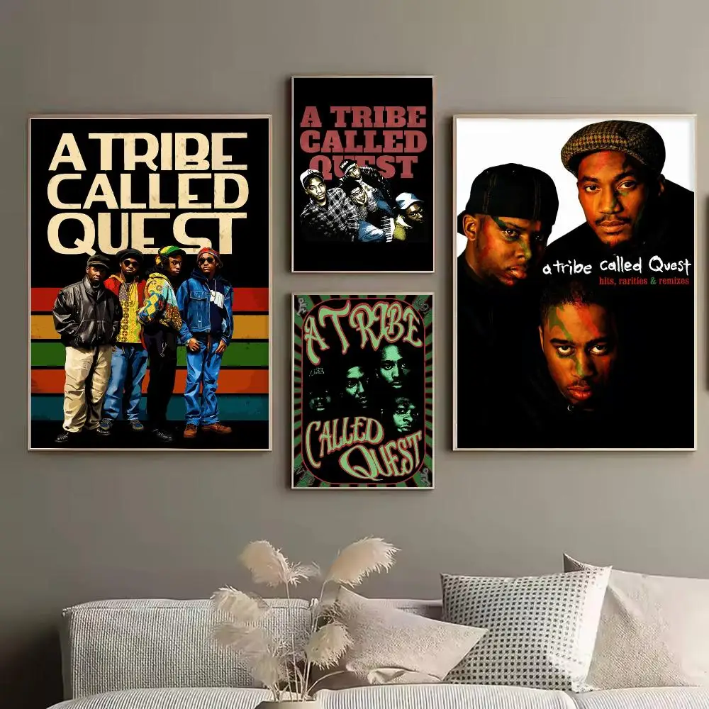 A Tribe C-Called Quest Band Classic Vintage Painting Calligraphy Stylish Canvas Poster Wall Art for Bedroom Home Decor Gift