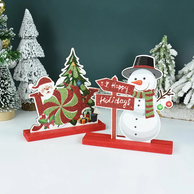 1pc Christmas Decoration Wooden Tabletop Standing Ornaments Welcome Xmas Wooden Craft Merry Christmas Decoration For Home