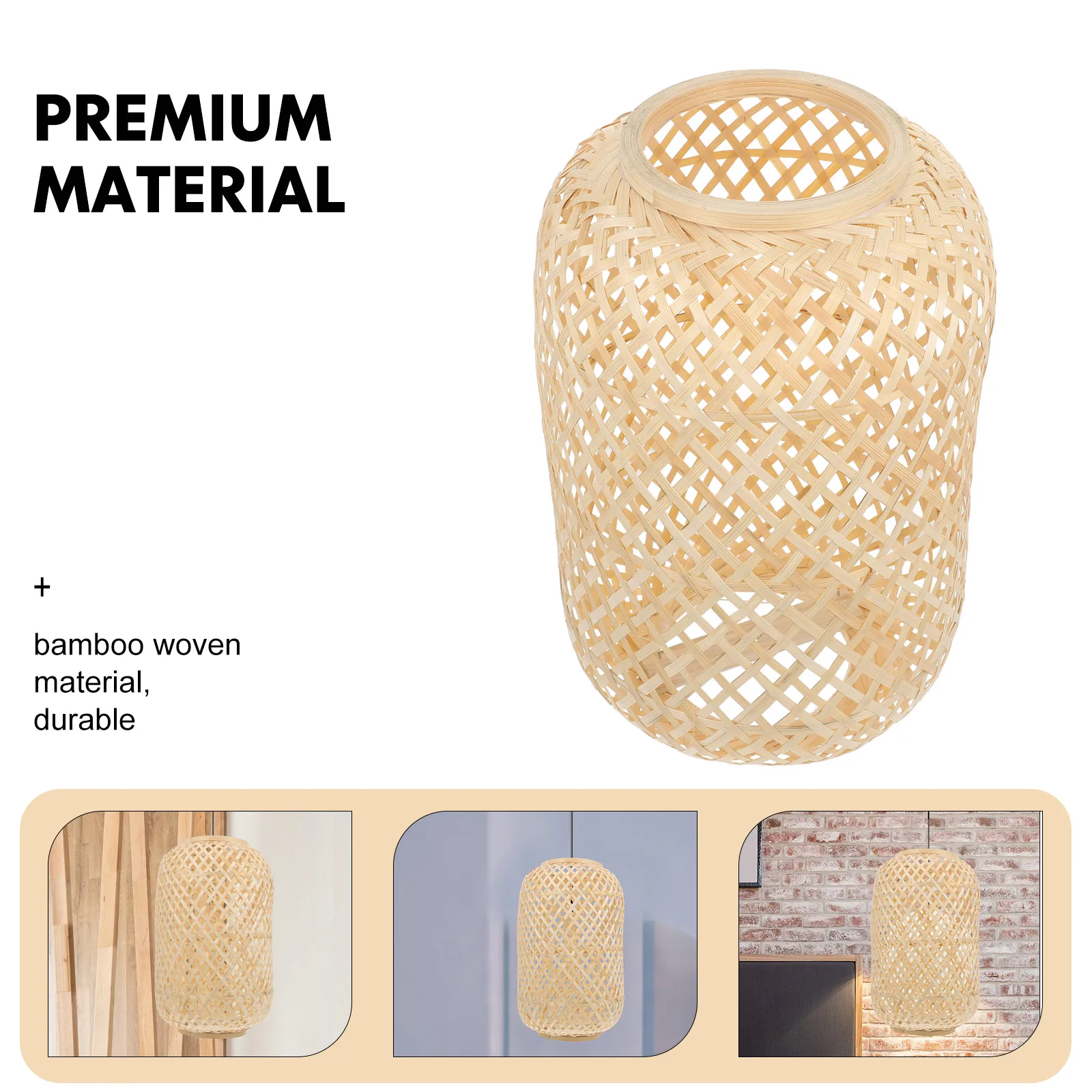 

Bamboo Woven Lampshade Khaki Color Hanging Light Home Decor Ceiling Cover Suitable Various Styles Scenarios Housewarming Gift