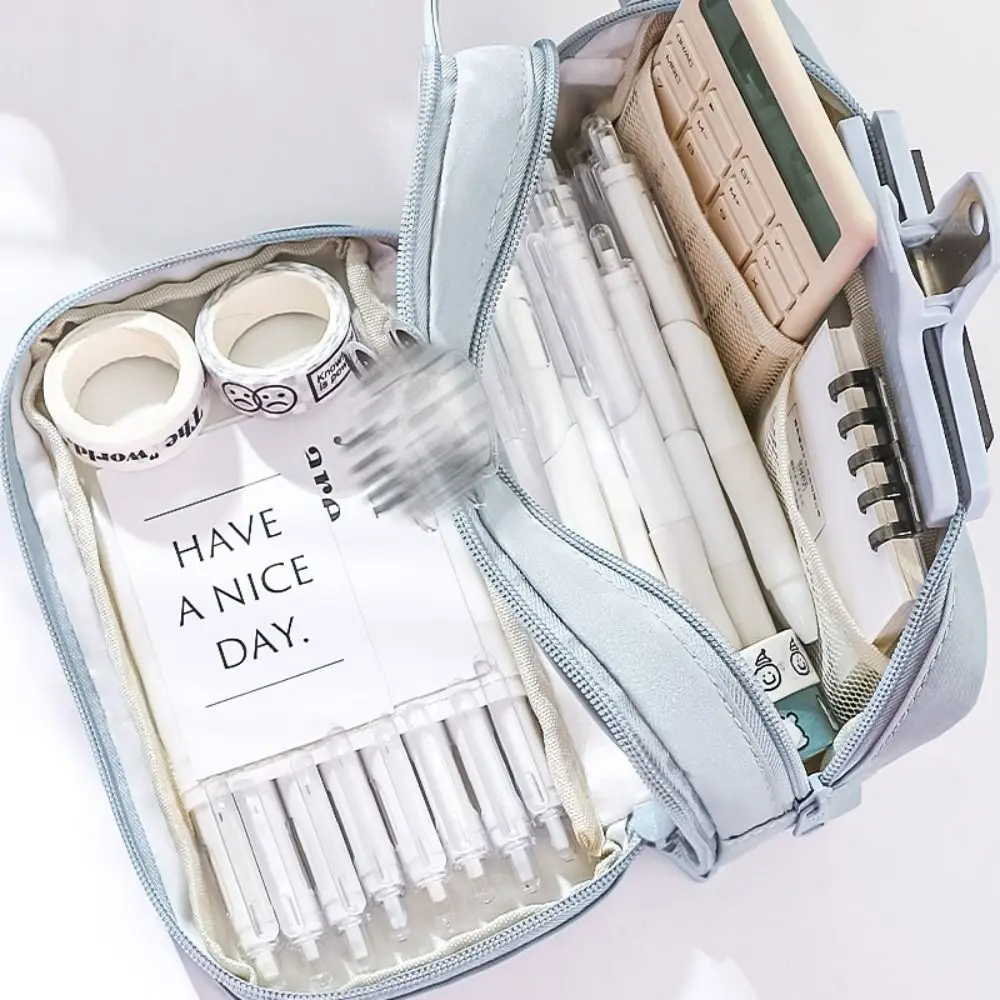 Bolsa para bolígrafos multicapa de alta calidad, bolsa de papelería multifuncional de gran capacidad, estuche para lápices portátil, escuela y oficina