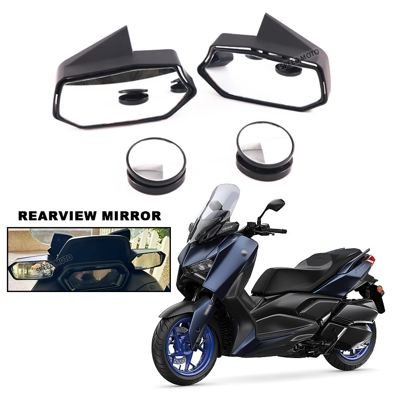 For Yamaha XMAX300 X-MAX 250 300 2023 2024 Rearview Mirror Kit Forward Moving Rear View Holder Bracket Convex Angle Side Mirrors