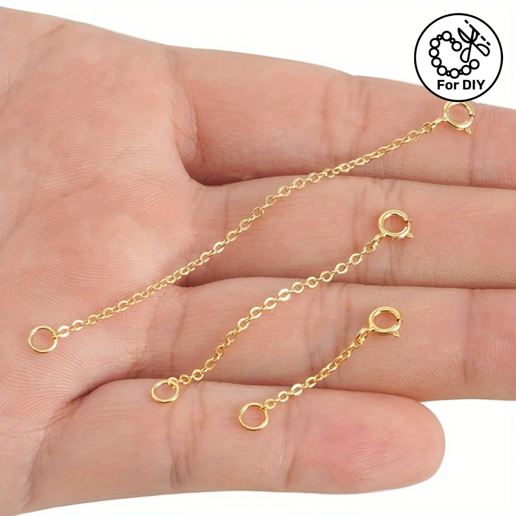Chaînes d'extension à fermoir à ressort, 3 pièces, rallonge réglable pour collier, bracelet, accessoires de fabrication de bijoux DIY