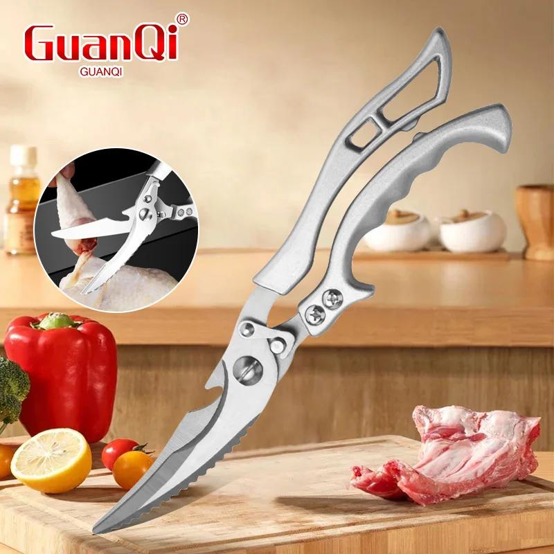 Multifunctional Chicken Bone Scissors Tainless Steel Strong Wings Fish Shears Bottle Opener Scissors Powerful Kitchen Scissors