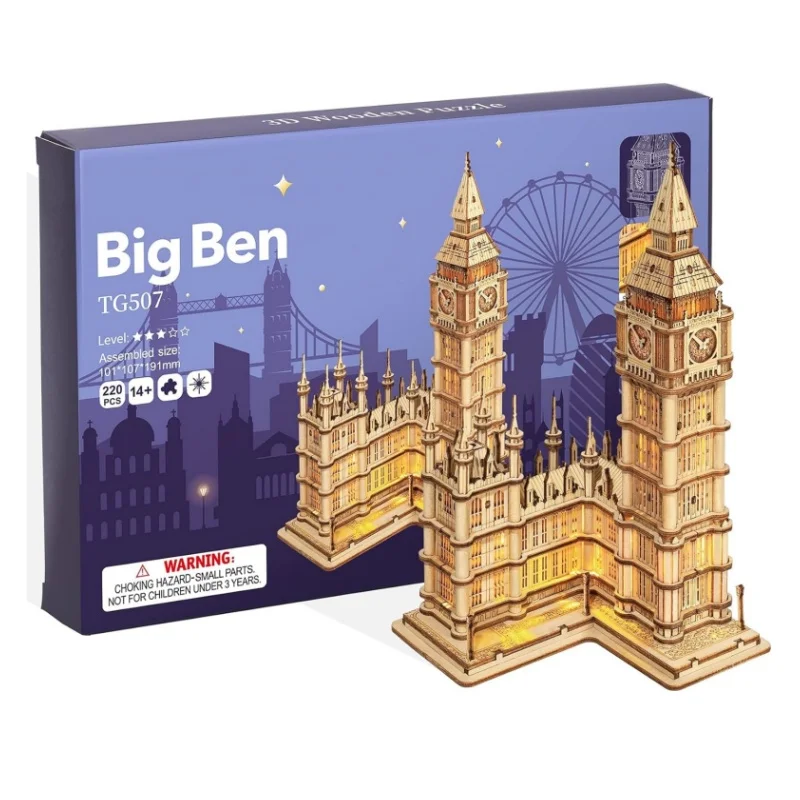 Robotime Big Ben 3D Puzzle Wooden Model Kits Building Construction Crafts Kits Best Birthday Gifts  for Adult