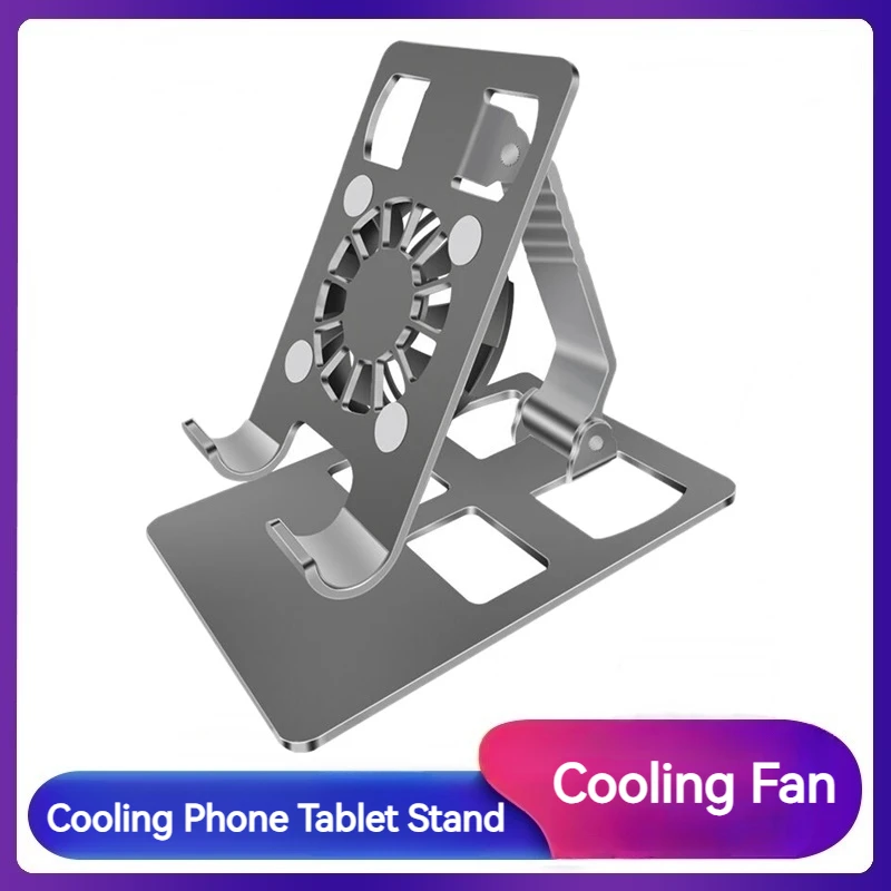 Cooling Metal Desk Phone Stand For Iphone 15 14 13 12 11 Pro Max Samsung Cooler Fan Tablet Holder Suporte Celular Bracket