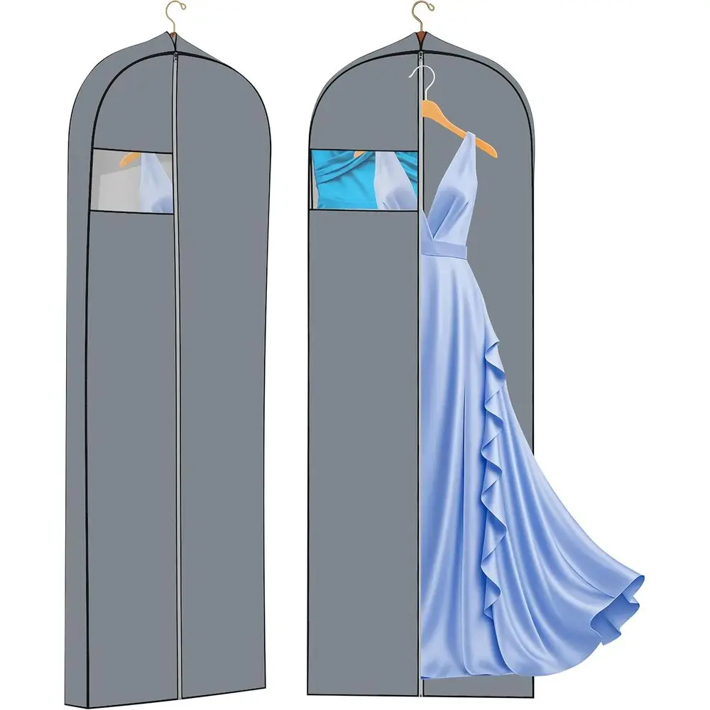 

Long Garment Bag, 65 Hanging Clothes Protector, 4 Gusseted Suit and Shirt Storage for Travel and Closet