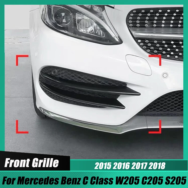 

Передняя решетка автомобиля, противотуманная фара, крышка для Mercedes Benz C Class W205 C205 S205 2015-2018, передний бампер, боковой спойлер, комплект кузова, тюнинг