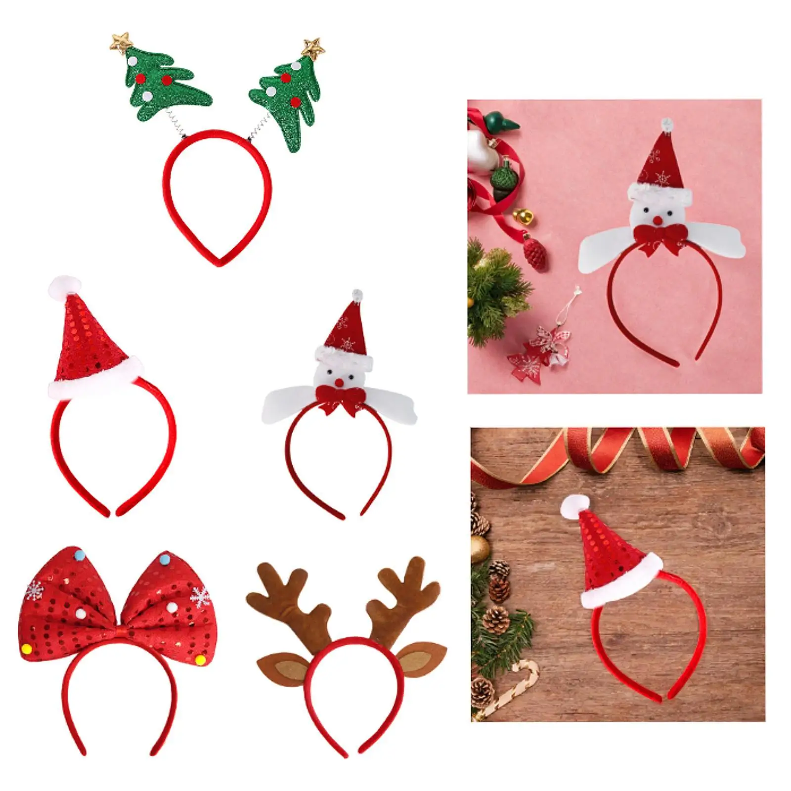 Christmas Headbands Hair Accessories Xmas Headwear Headdress for New Year Holiday