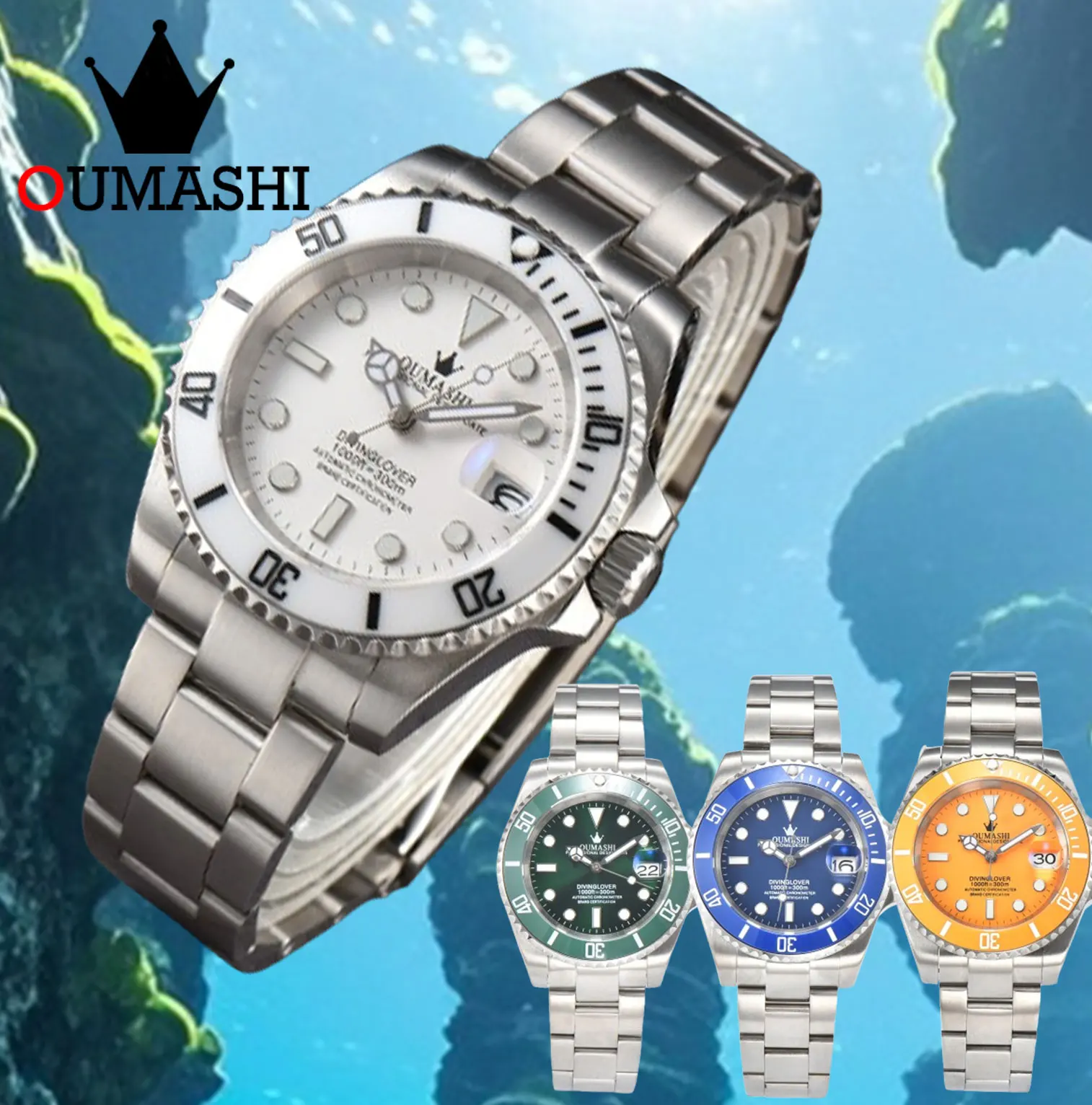 OUMASHI-40mm Men's Automatic Mechanical Watch NH3 series 35 movement  stainless steel case Ceramic frame life waterproof