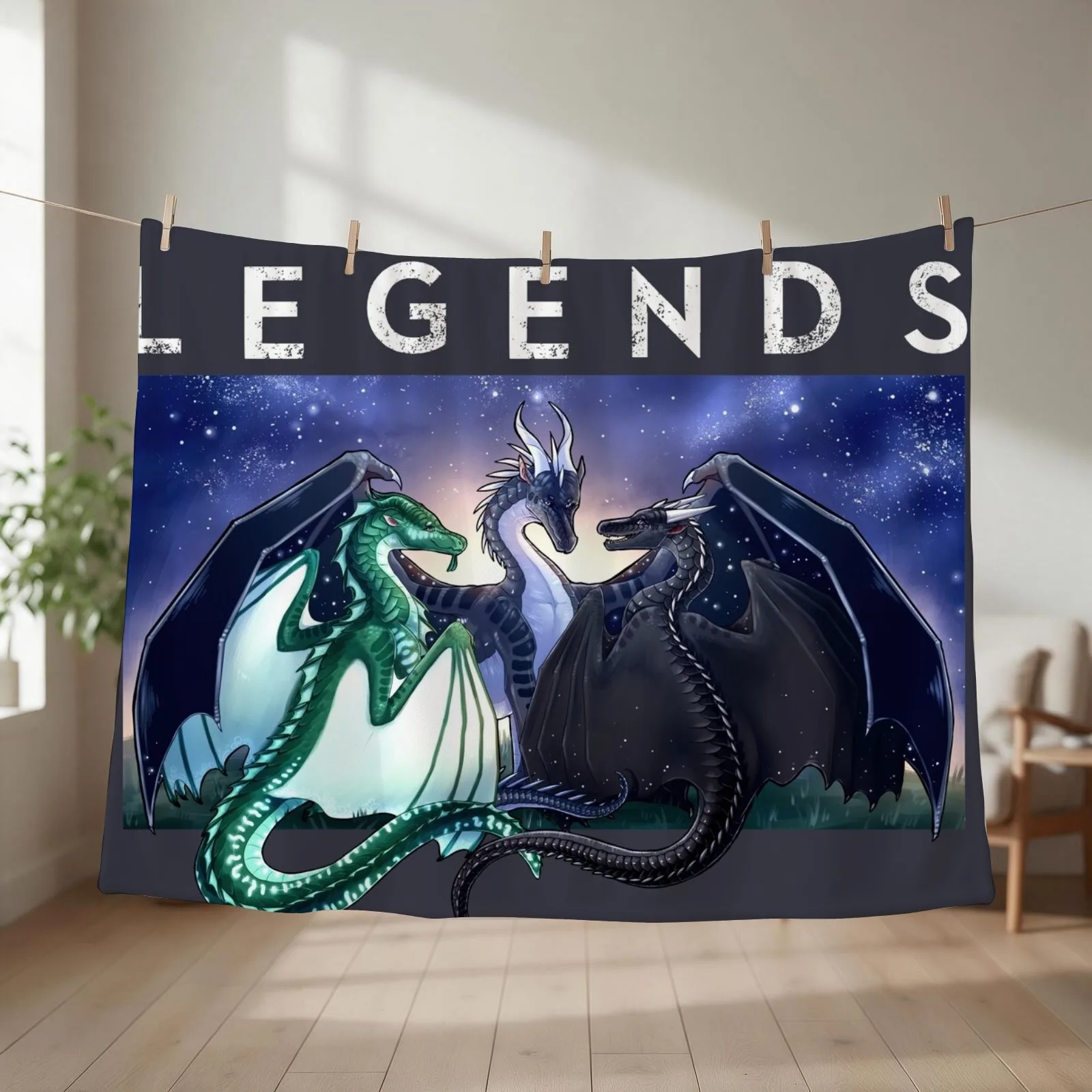 Wings of Fire - Legends - Fathom, Darkstalker, Clearsight Throw Blanket Designers for babies cosplay anime Weighted Blankets
