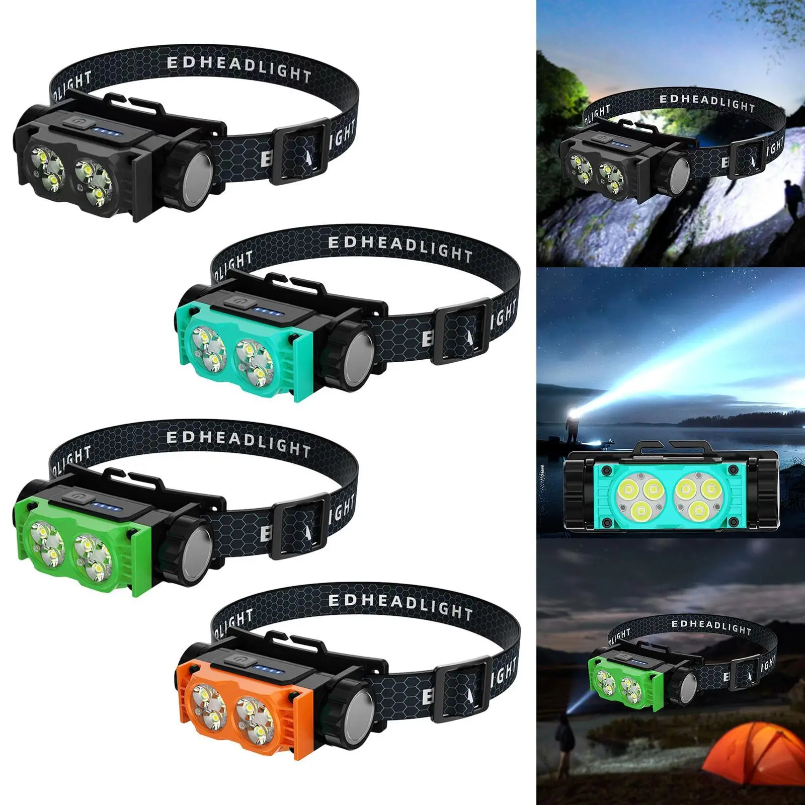 LED Headlamp Rechargeable Adjustable Work Lamp USB Charging Head Lamp Head Flashlight for Climbing Emergency Running Outage