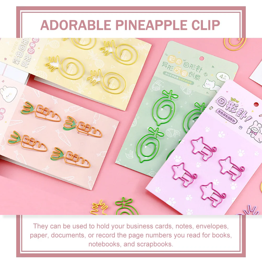 

20 Pcs Fruit Bookmark Paper Clip Little Fruit-shaped Clips Portable Decorative Novelty Cute Paperclips Iron Pineapple Office