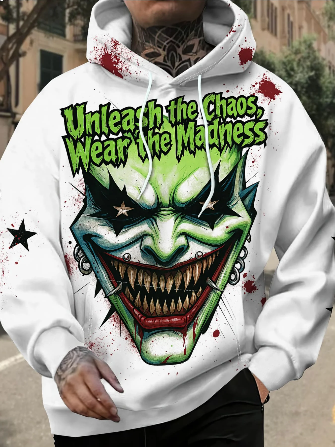 New model: men’s hooded long-sleeve loose-fitting casual printed basic sweatshirt. Perfect for young people in spring, summer, a
