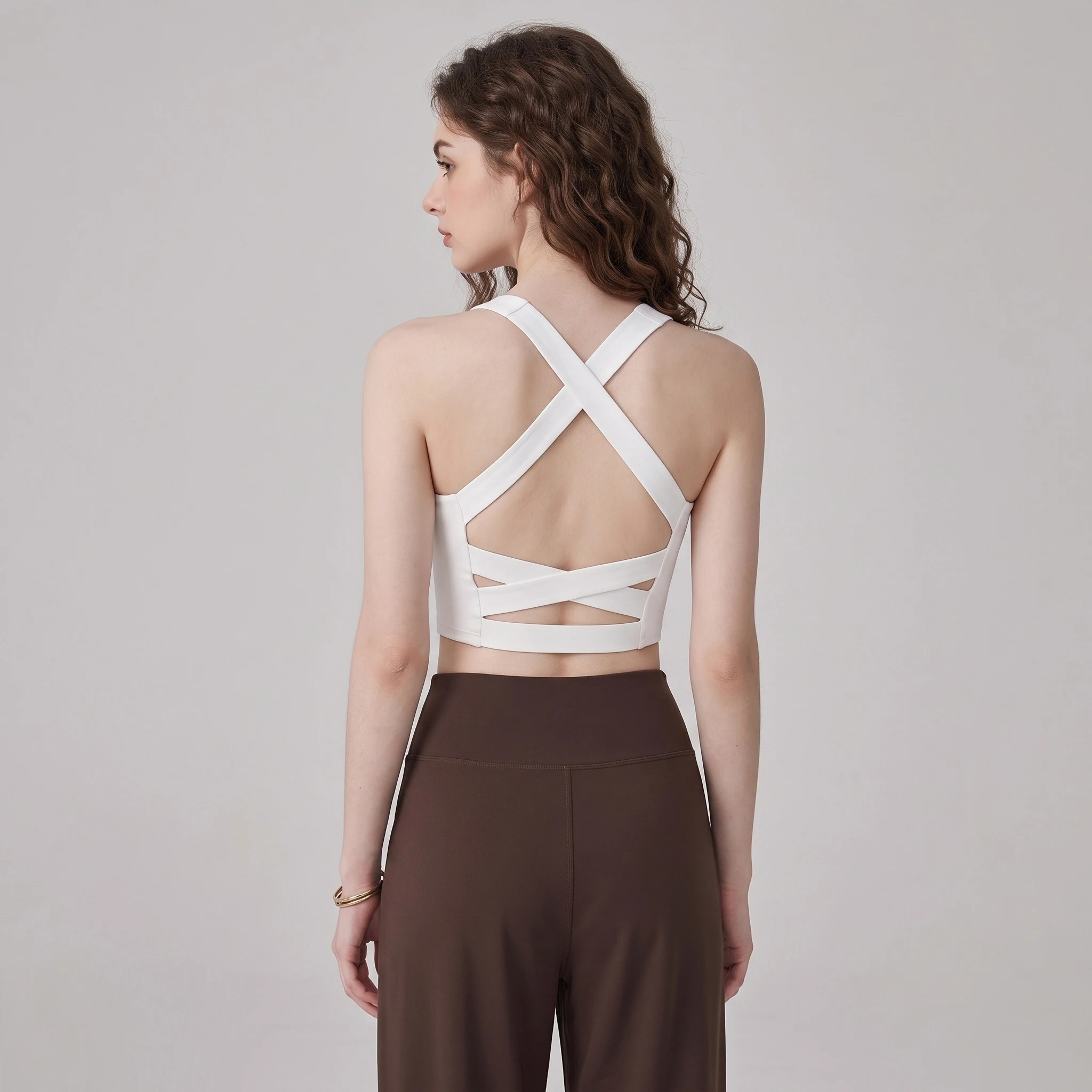 Women's Cross Strap Push-Up Sports Bra Yoga Bra Fitness UnderwearCrop Top Breathable Beauty Back Sports Vest Gym Brassiere