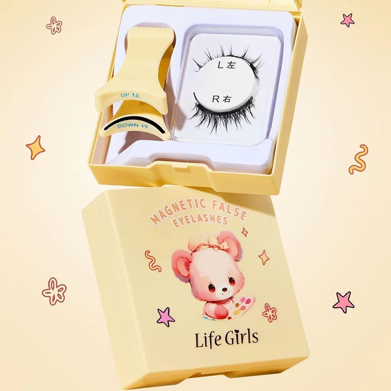 حار الرموش المغناطيسية مجموعة 1 زوج قابلة لإعادة الاستخدام لا الغراء الرموش الصناعية مع الملقط مجعد فو الرموش ماكياج أداة #5