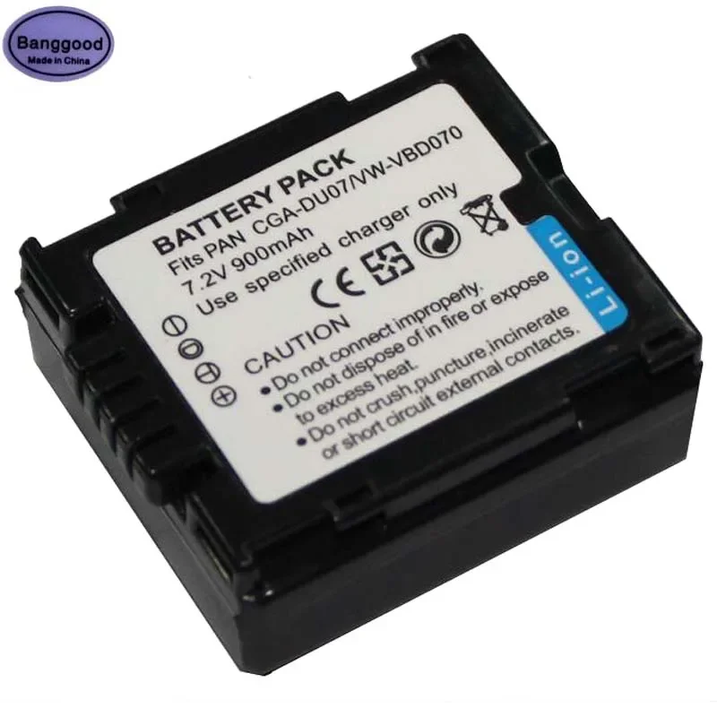 

7.2V 900mAh VW-VBD070 VW VBD070 CGA-DU07 CGA DU07 Camera Battery Pack For PANASONIC CGR-DU06 DU07 NV-GS10 GS100K GS17E PV-GS65