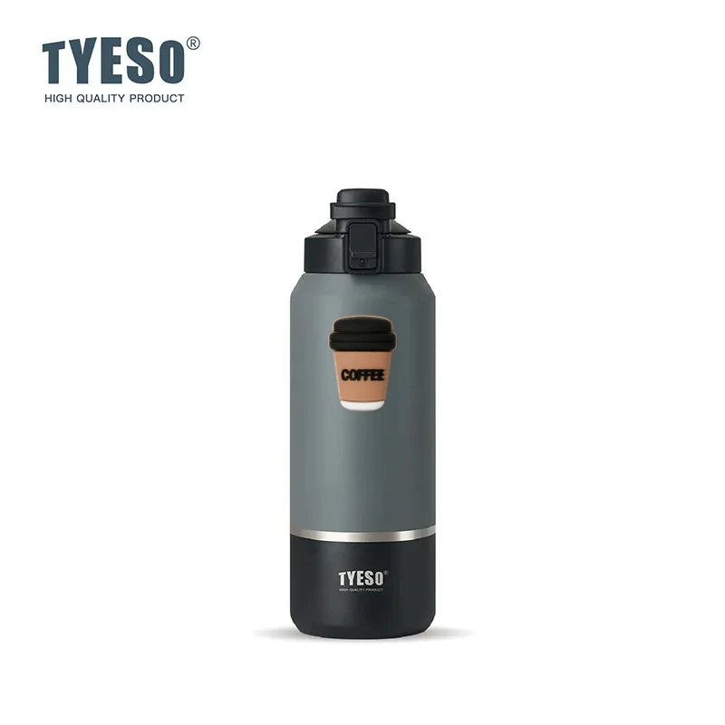Tyeso 1200ML Thermoses Insulated Water Bottle Travel Mug with Handle Leak-Proof Lid for Outdoor Sports Hiking with Cute Sticker
