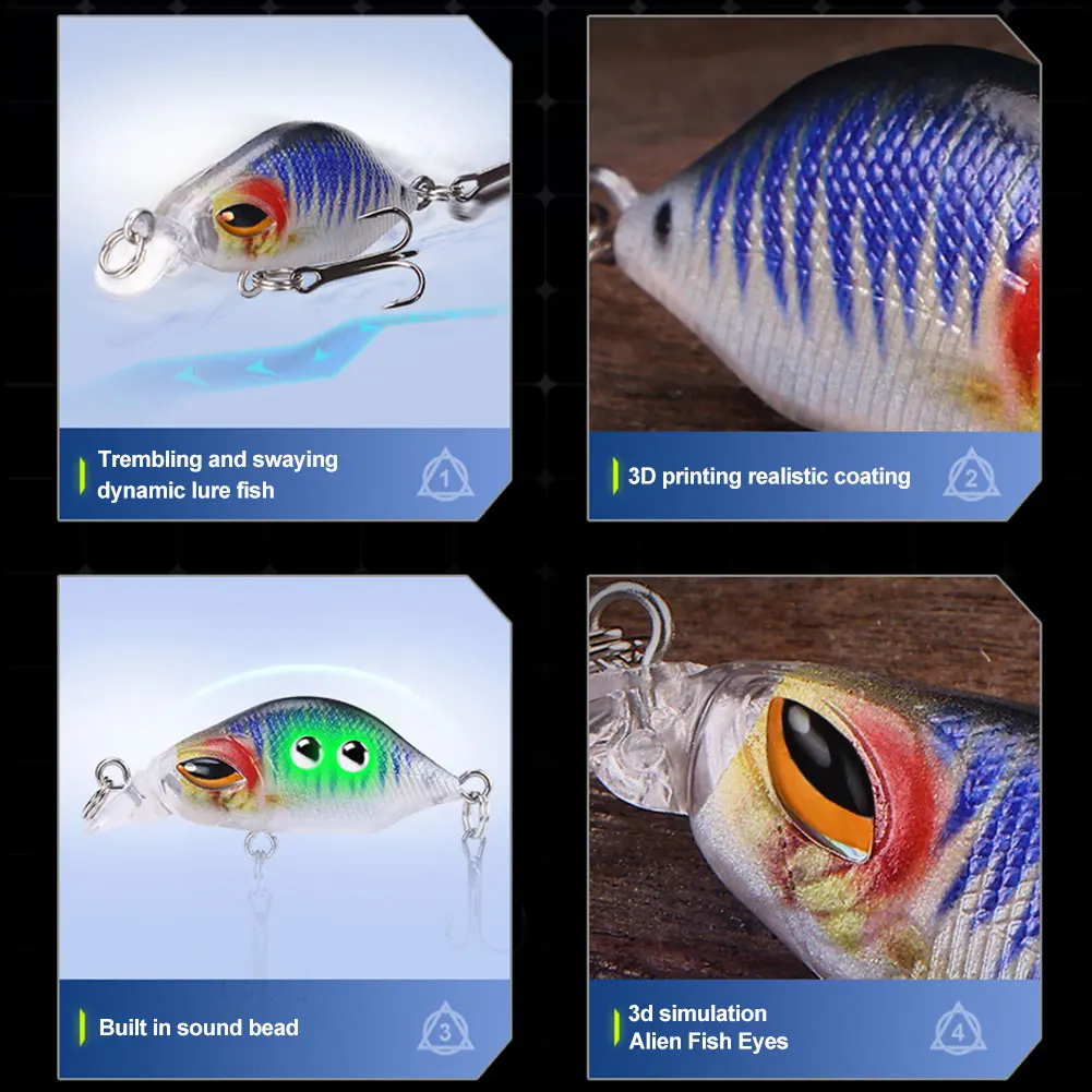 8 قطعة كرانكبيت صغير المتذبذب الصيد السحر الاصطناعي الطعم الثابت أسماك سويم ل باس سمك السلمون المرقط رمادية فاتحة اللون بايك سمك السلور