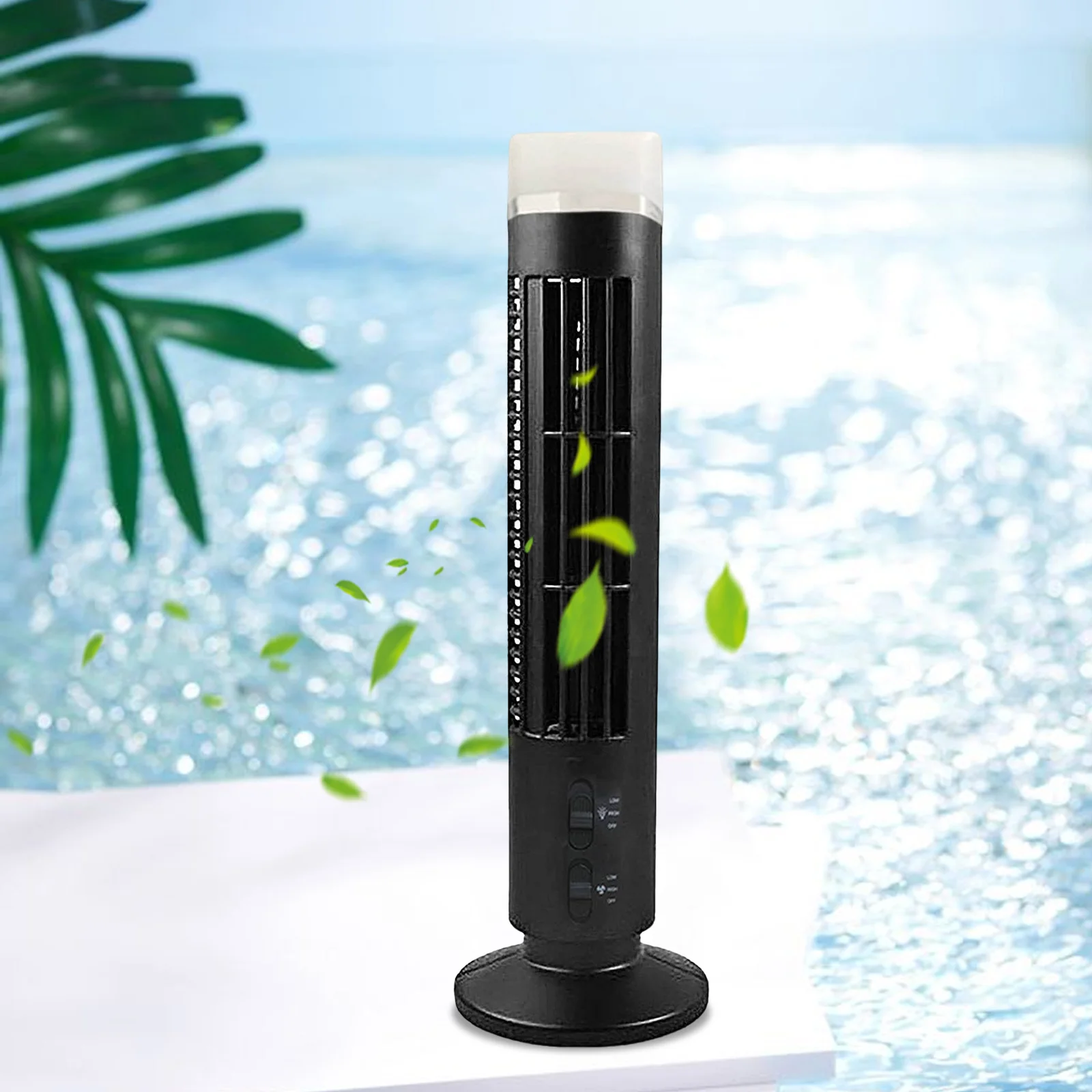 USB Standing Tower Fans Silent Bladeless Floor Air Conditioner Vertical Cooling Slim Design Conditioning Ventilator Fan 2-speed