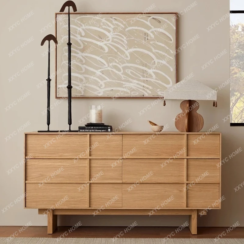 

L Solid wood bedroom bedside locker living room wall storage drawer storage cabinet