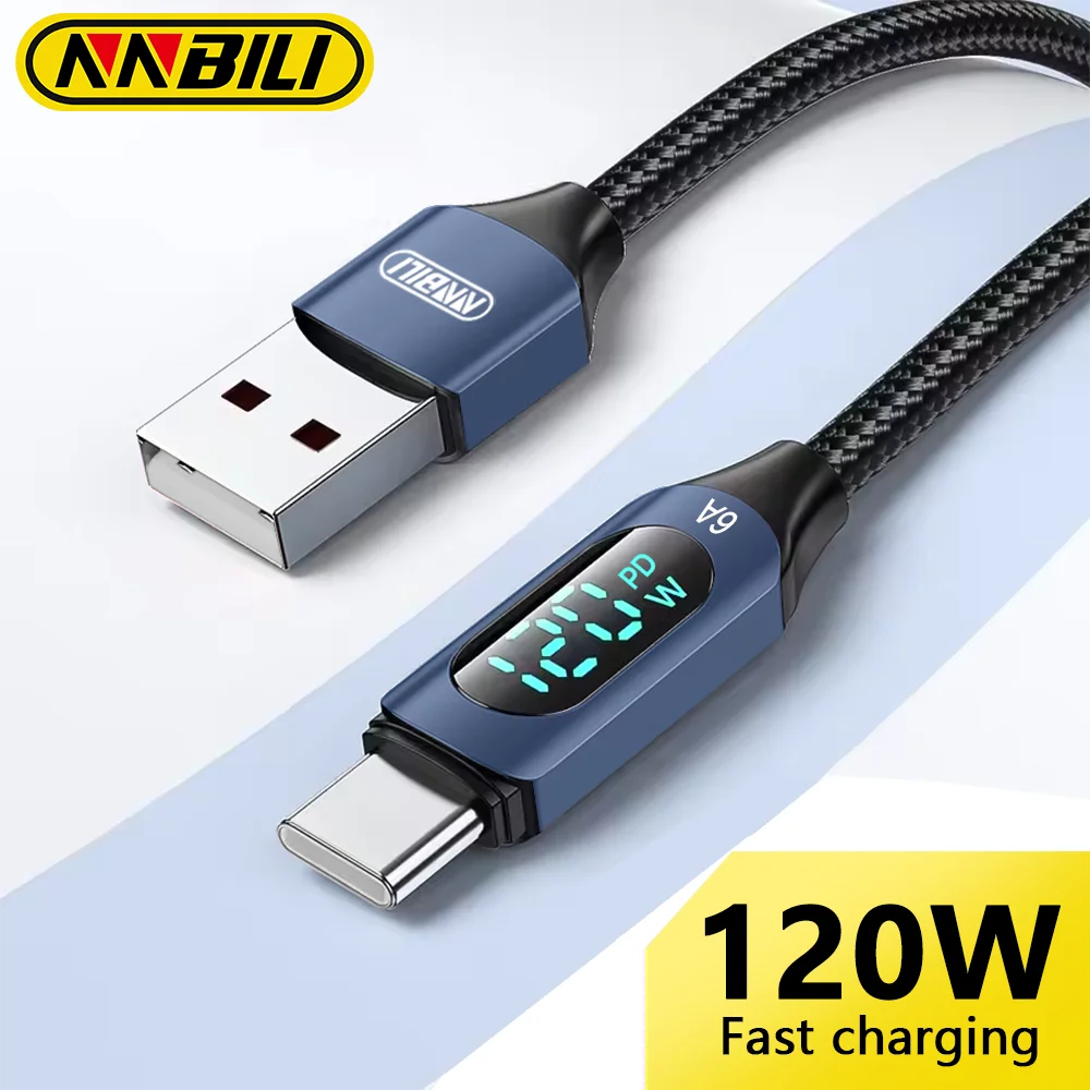 NNBILI 120 واط USB نوع C كابل لهواوي الشرف Xiaomi سامسونج 100 واط سوبر شحن شحن سريع USB C إلى USB C كابل بيانات سلك الحبل