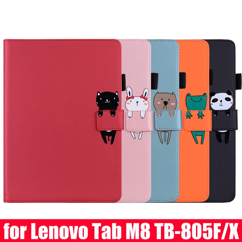 Livro de couro Estilo Fold Stand com botão, E-Book Tablet PC Case Capa para Lenovo Tab M8, 8,0"