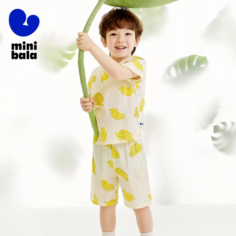 Mini Bala Homewear Set Unisex Kids Thin Breathable Pure Cotton Summer Homewear Pajamas