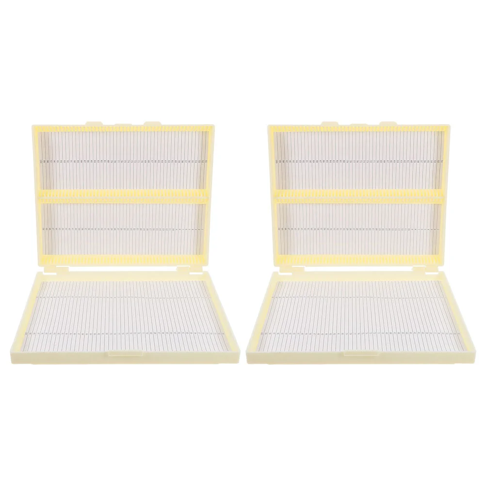 

2 Pcs Slide Box Laboratory Organizer Double Row Square Microscope Storage Holder