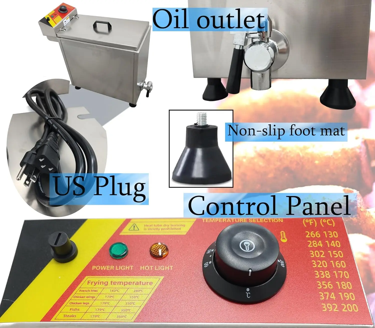 ماكينة مقلاة كلب الذرة الكهربائية التجارية، 110 فولت/1.8 كيلو وات، سعة كبيرة 25 لتر، 12 حامل عصا، مقلاة كهربائية عميقة للكلب الساخن