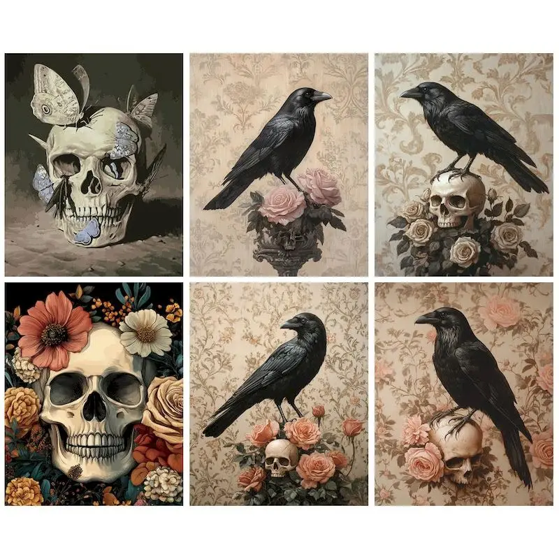 

PhotoCustom Oil Painting By Numbers For Adults Skeleton Coloring By Numbers Diy Gift Picture Drawing Handpainted Wall Artwork