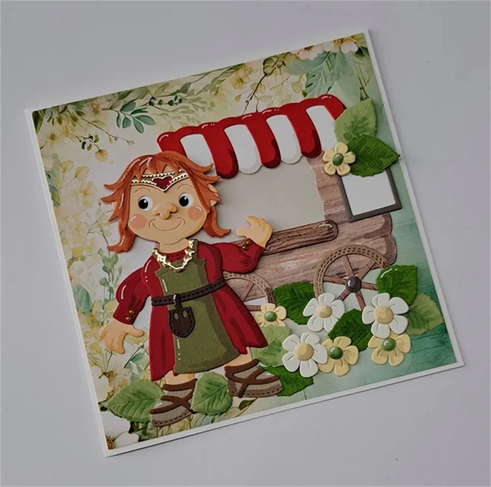 

Baby Trolls Apron Box Cutting Dies And Stamps Scrapbook Diary Decoration Stencil Embossing Template DIY Greeting Card Handmade