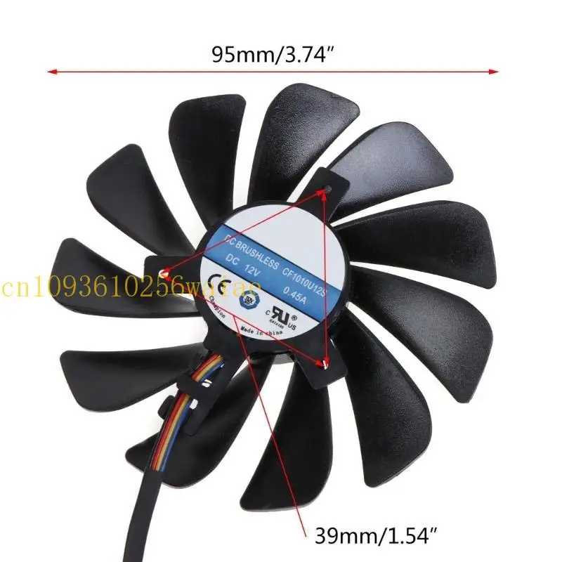 652f 95 mm pour Radeon RX 5700 XT VGA Fan Graphics Carte refroidissement 4pin 12V 0.45a