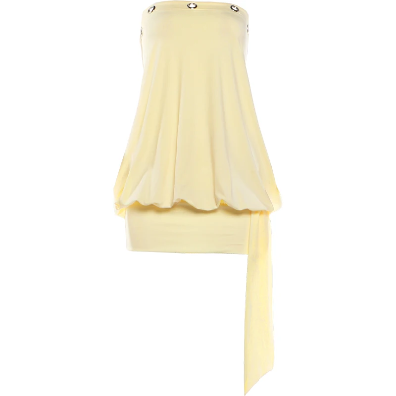 Sisterlinda Modisches Strandkleid für Damen, Partykleid, Klassisches Metall-Hohlbändchen, Rückenfrei, Dehnbar, Partykleid, Streetwear, Pfirsichfarben, Hüftbetont, Bodycon – Detail 2