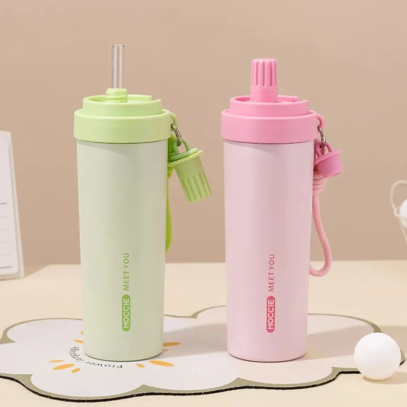 700ml New Stainless Steel Insulated Bottle with Large Capacity Portable Straw Water Cup for Men and Women Car Outdoor Car Cup
